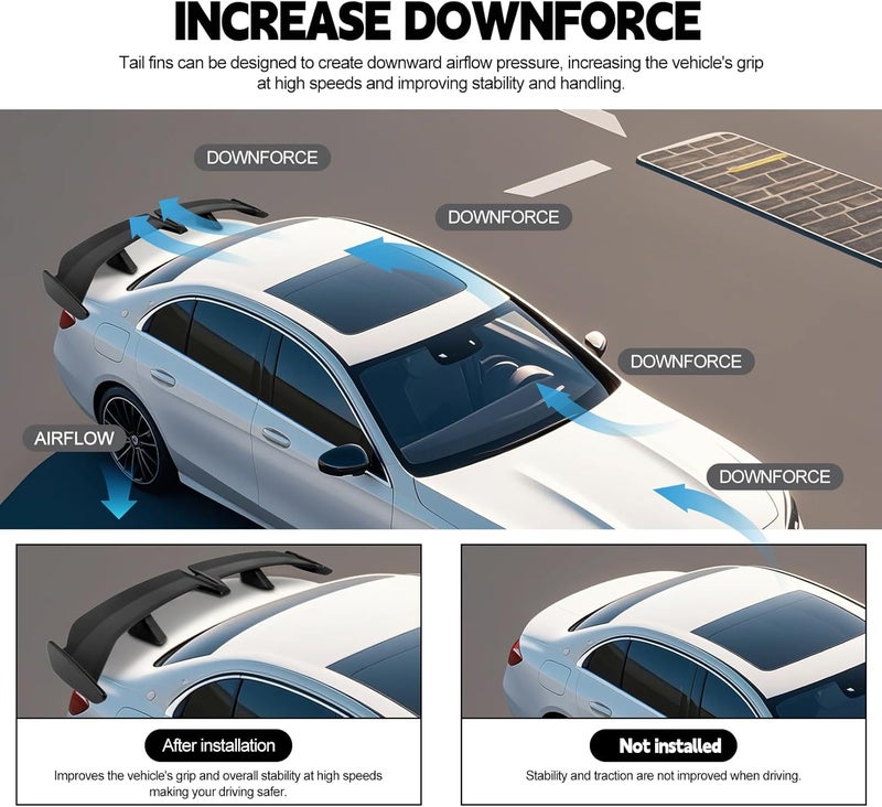 JMTBNO MTBNO Black 54 Inch PRO Style Rear Spoiler, Universal Car Rear Trunk Spoiler Wing Spoiler Compatible with Mazda Miata RX-7 Chevy Corvette Camaro Nissan Lexus Toyota Honda Civic Ford Mustang Scion - Image 2